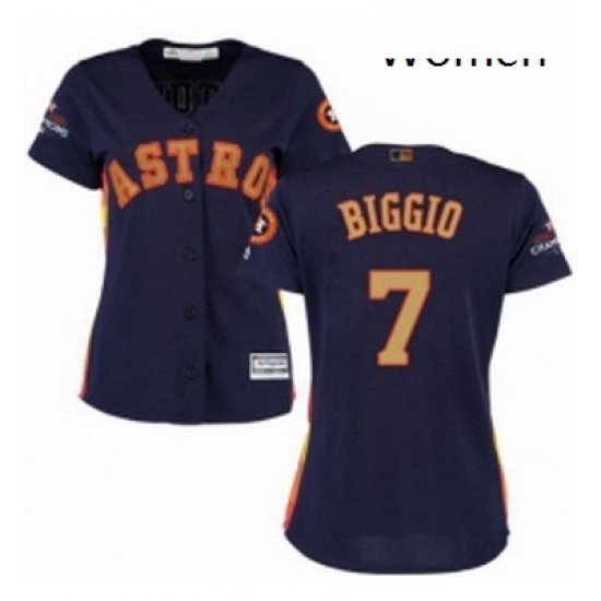 Womens Majestic Houston Astros 7 Craig Biggio Authentic Navy Blue Alternate 2018 Gold Program Cool Base MLB Jersey Womens Majestic Houston Astros 7 Craig Biggio Authentic Navy Blue Alternate 2018 Gold Program Cool Base MLB Jersey
