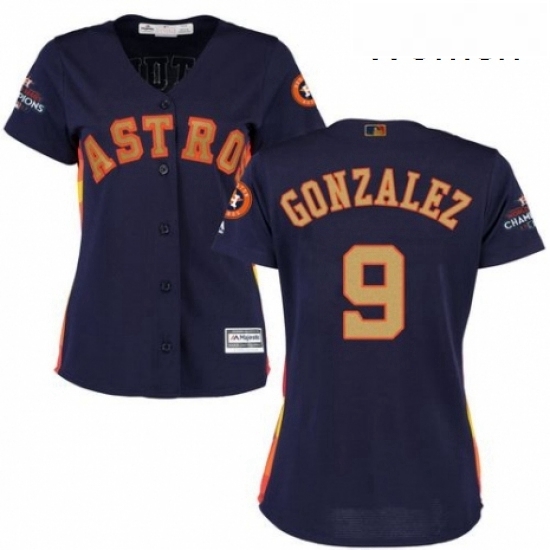 Womens Majestic Houston Astros 9 Marwin Gonzalez Authentic Navy Blue Alternate 2018 Gold Program Cool Base MLB Jersey Womens Majestic Houston Astros 9 Marwin Gonzalez Authentic Navy Blue Alternate 2018 Gold Program Cool Base MLB Jersey