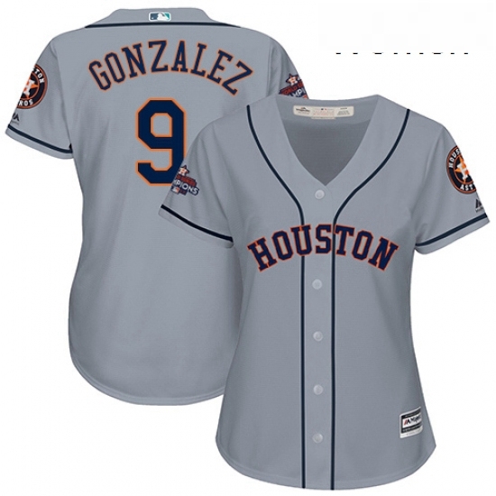 Womens Majestic Houston Astros 9 Marwin Gonzalez Replica Grey Road 2017 World Series Champions Cool Base MLB Jersey Womens Majestic Houston Astros 9 Marwin Gonzalez Replica Grey Road 2017 World Series Champions Cool Base MLB Jersey