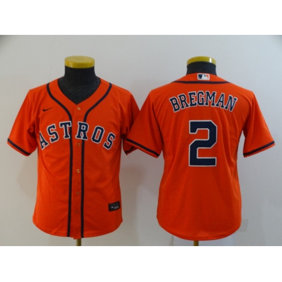 Youth Astros 2 Alex Bregman Orange Youth 2020 Nike Cool Base Jersey Youth Astros 2 Alex Bregman Orange Youth 2020 Nike Cool Base Jersey