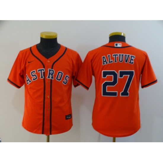 Youth Astros 27 Jose Altuve Orange Youth 2020 Nike Cool Base Jersey Youth Astros 27 Jose Altuve Orange Youth 2020 Nike Cool Base Jersey