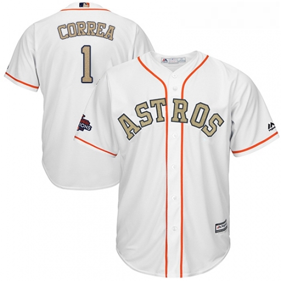 Youth Majestic Houston Astros 1 Carlos Correa Authentic White 2018 Gold Program Cool Base MLB Jersey Youth Majestic Houston Astros 1 Carlos Correa Authentic White 2018 Gold Program Cool Base MLB Jersey