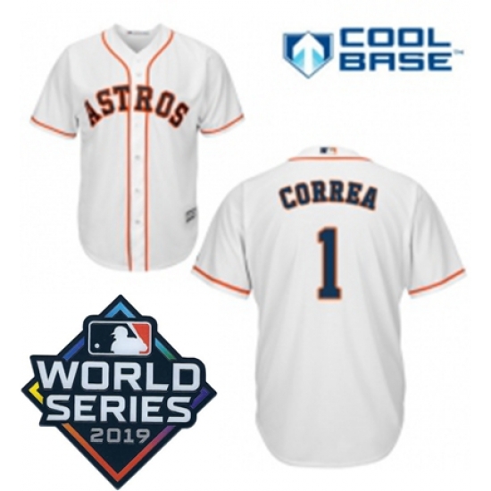 Youth Majestic Houston Astros 1 Carlos Correa White Home Cool Base Sitched 2019 World Series Patch Jersey Youth Majestic Houston Astros 1 Carlos Correa White Home Cool Base Sitched 2019 World Series Patch Jersey