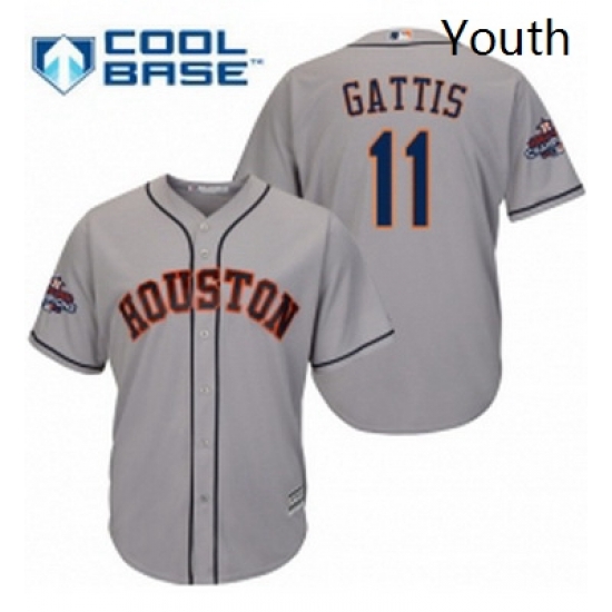 Youth Majestic Houston Astros 11 Evan Gattis Authentic Grey Road 2017 World Series Champions Cool Base MLB Jersey Youth Majestic Houston Astros 11 Evan Gattis Authentic Grey Road 2017 World Series Champions Cool Base MLB Jersey