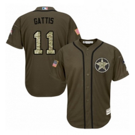Youth Majestic Houston Astros 11 Evan Gattis Replica Green Salute to Service MLB Jersey Youth Majestic Houston Astros 11 Evan Gattis Replica Green Salute to Service MLB Jersey