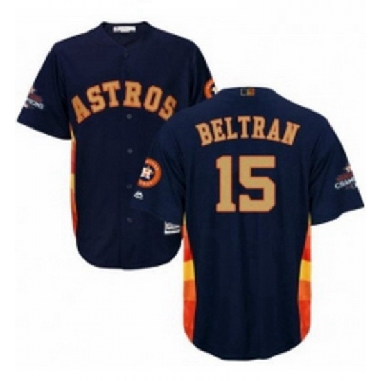 Youth Majestic Houston Astros 15 Carlos Beltran Authentic Navy Blue Alternate 2018 Gold Program Cool Base MLB Jersey Youth Majestic Houston Astros 15 Carlos Beltran Authentic Navy Blue Alternate 2018 Gold Program Cool Base MLB Jersey