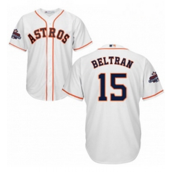 Youth Majestic Houston Astros 15 Carlos Beltran Replica White Home 2017 World Series Champions Cool Base MLB Jersey Youth Majestic Houston Astros 15 Carlos Beltran Replica White Home 2017 World Series Champions Cool Base MLB Jersey