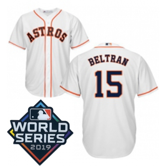 Youth Majestic Houston Astros 15 Carlos Beltran White Home Cool Base Sitched 2019 World Series Patch Jersey Youth Majestic Houston Astros 15 Carlos Beltran White Home Cool Base Sitched 2019 World Series Patch Jersey