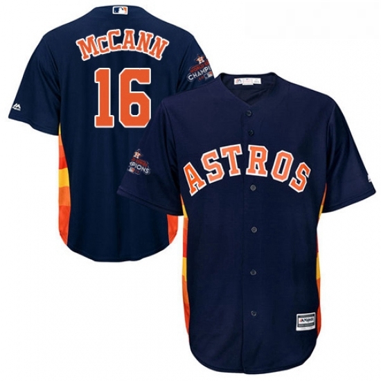 Youth Majestic Houston Astros 16 Brian McCann Authentic Navy Blue Alternate 2017 World Series Champions Cool Base MLB Jersey Youth Majestic Houston Astros 16 Brian McCann Authentic Navy Blue Alternate 2017 World Series Champions Cool Base MLB Jersey