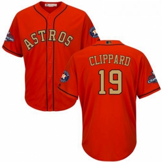 Youth Majestic Houston Astros 19 Tyler Clippard Authentic Orange Alternate 2018 Gold Program Cool Base MLB Jersey Youth Majestic Houston Astros 19 Tyler Clippard Authentic Orange Alternate 2018 Gold Program Cool Base MLB Jersey