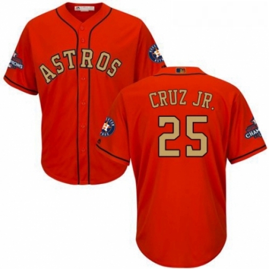 Youth Majestic Houston Astros 25 Jose Cruz Jr Authentic Orange Alternate 2018 Gold Program Cool Base MLB Jersey Youth Majestic Houston Astros 25 Jose Cruz Jr Authentic Orange Alternate 2018 Gold Program Cool Base MLB Jersey
