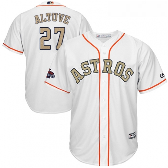 Youth Majestic Houston Astros 27 Jose Altuve Authentic White 2018 Gold Program Cool Base MLB Jersey Youth Majestic Houston Astros 27 Jose Altuve Authentic White 2018 Gold Program Cool Base MLB Jersey