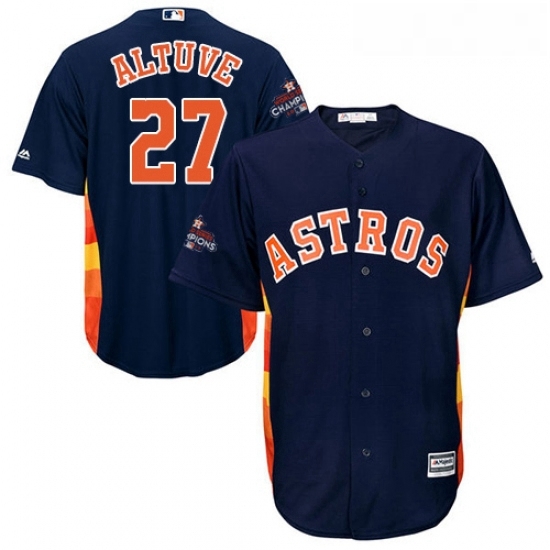 Youth Majestic Houston Astros 27 Jose Altuve Replica Navy Blue Alternate 2017 World Series Champions Cool Base MLB Jersey Youth Majestic Houston Astros 27 Jose Altuve Replica Navy Blue Alternate 2017 World Series Champions Cool Base MLB Jersey