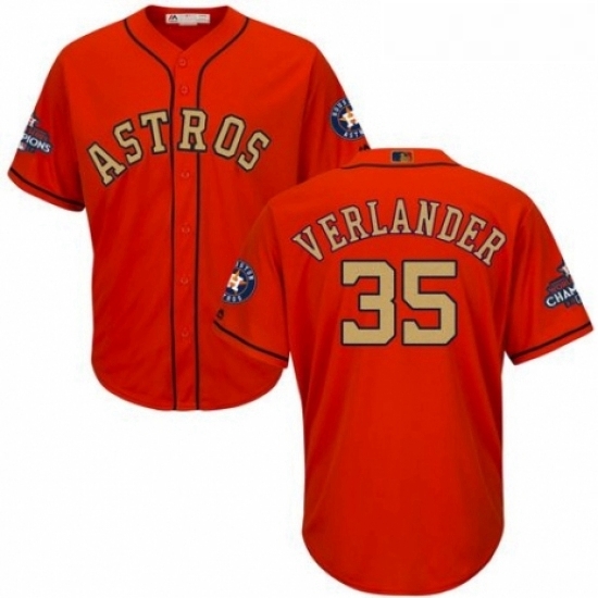 Youth Majestic Houston Astros 35 Justin Verlander Authentic Orange Alternate 2018 Gold Program Cool Base MLB Jersey Youth Majestic Houston Astros 35 Justin Verlander Authentic Orange Alternate 2018 Gold Program Cool Base MLB Jersey