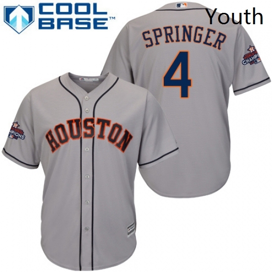 Youth Majestic Houston Astros 4 George Springer Authentic Grey Road 2017 World Series Champions Cool Base MLB Jersey Youth Majestic Houston Astros 4 George Springer Authentic Grey Road 2017 World Series Champions Cool Base MLB Jersey