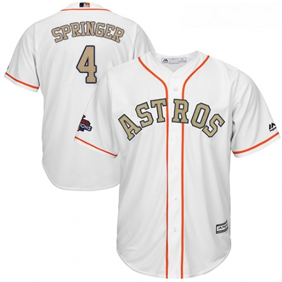 Youth Majestic Houston Astros 4 George Springer Authentic White 2018 Gold Program Cool Base MLB Jersey Youth Majestic Houston Astros 4 George Springer Authentic White 2018 Gold Program Cool Base MLB Jersey