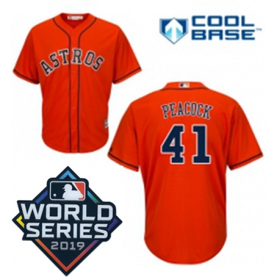 Youth Majestic Houston Astros 41 Brad Peacock Orange Alternate Cool Base Sitched 2019 World Series Patch jersey Youth Majestic Houston Astros 41 Brad Peacock Orange Alternate Cool Base Sitched 2019 World Series Patch jersey