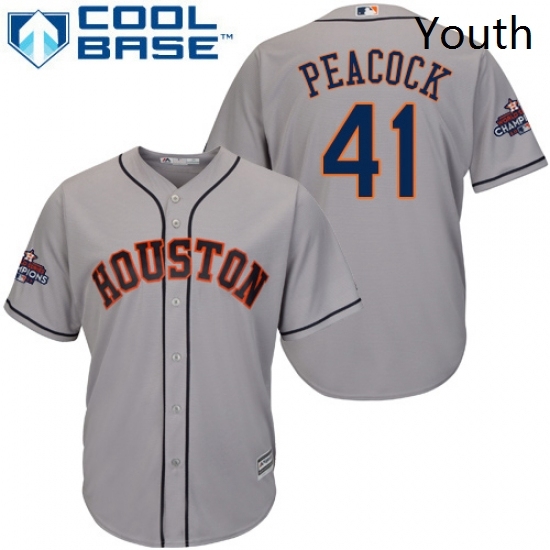 Youth Majestic Houston Astros 41 Brad Peacock Replica Grey Road 2017 World Series Champions Cool Base MLB Jersey Youth Majestic Houston Astros 41 Brad Peacock Replica Grey Road 2017 World Series Champions Cool Base MLB Jersey