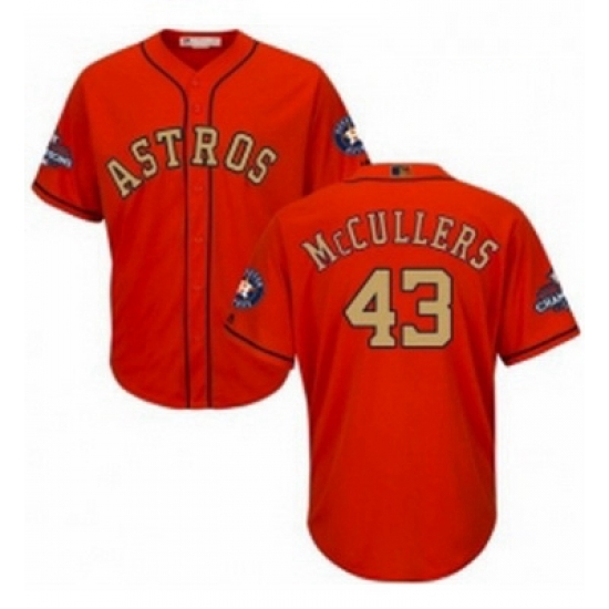 Youth Majestic Houston Astros 43 Lance McCullers Authentic Orange Alternate 2018 Gold Program Cool Base MLB Jersey Youth Majestic Houston Astros 43 Lance McCullers Authentic Orange Alternate 2018 Gold Program Cool Base MLB Jersey