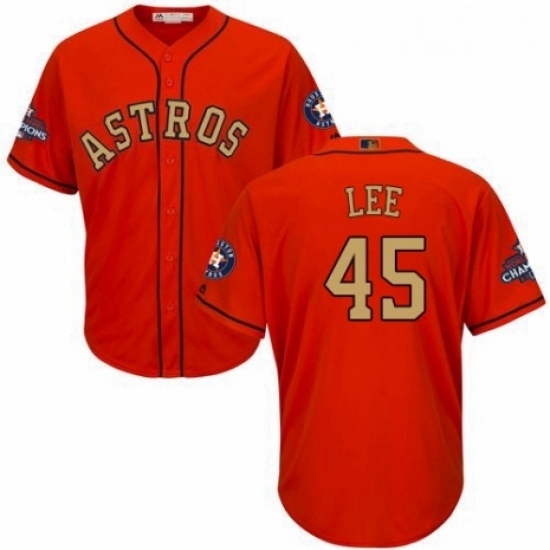 Youth Majestic Houston Astros 45 Carlos Lee Authentic Orange Alternate 2018 Gold Program Cool Base MLB Jersey Youth Majestic Houston Astros 45 Carlos Lee Authentic Orange Alternate 2018 Gold Program Cool Base MLB Jersey