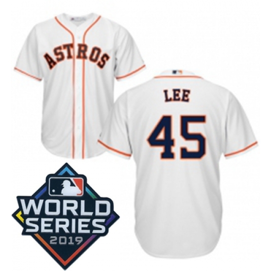 Youth Majestic Houston Astros 45 Carlos Lee White Home Cool Base Sitched 2019 World Series Patch Jersey Youth Majestic Houston Astros 45 Carlos Lee White Home Cool Base Sitched 2019 World Series Patch Jersey