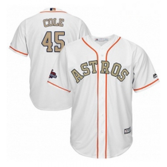 Youth Majestic Houston Astros 45 Gerrit Cole Authentic White 2018 Gold Program Cool Base MLB Jersey Youth Majestic Houston Astros 45 Gerrit Cole Authentic White 2018 Gold Program Cool Base MLB Jersey