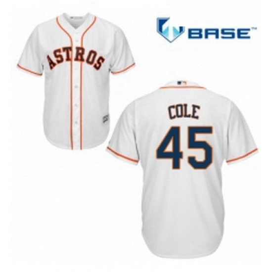 Youth Majestic Houston Astros 45 Gerrit Cole Replica White Home Cool Base MLB Jersey Youth Majestic Houston Astros 45 Gerrit Cole Replica White Home Cool Base MLB Jersey