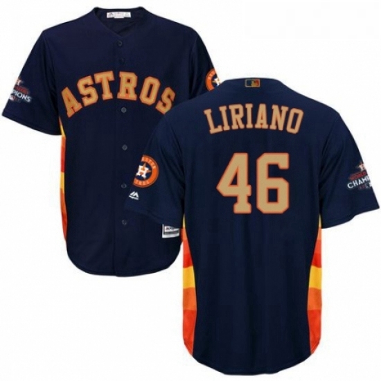 Youth Majestic Houston Astros 46 Francisco Liriano Authentic Navy Blue Alternate 2018 Gold Program Cool Base MLB Jersey Youth Majestic Houston Astros 46 Francisco Liriano Authentic Navy Blue Alternate 2018 Gold Program Cool Base MLB Jersey