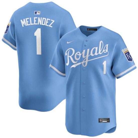 Men Kansas City Royals 1 MJ Melendez Light Blue Alternate Limited Stitched Baseball Jersey Men Kansas City Royals 1 MJ Melendez Light Blue Alternate Limited Stitched Baseball Jersey