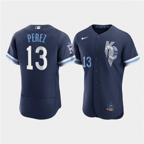 Men Kansas City Royals 13 Salvador Perez 2022 Navy City Connect Flex Base Stitched MLB jersey Men Kansas City Royals 13 Salvador Perez 2022 Navy City Connect Flex Base Stitched MLB jersey