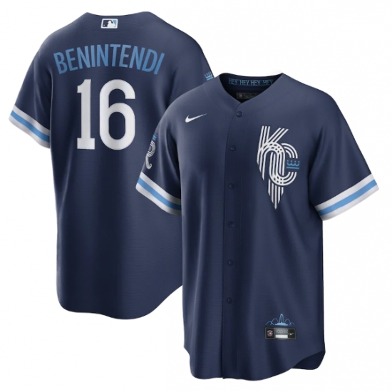 Men Kansas City Royals 16 Andrew Benintendi 2022 Navy City Connect Cool Base Stitched jersey Men Kansas City Royals 16 Andrew Benintendi 2022 Navy City Connect Cool Base Stitched jersey