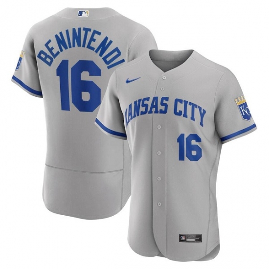 Men Kansas City Royals 16 Andrew Benintendi Grey Flex Base Stitched Jersey Men Kansas City Royals 16 Andrew Benintendi Grey Flex Base Stitched Jersey