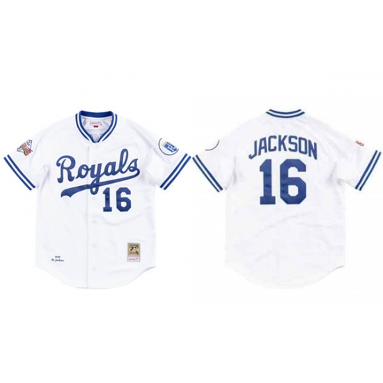 Men Kansas City Royals 16 Bo Jackson 1989 White Stitched Jerse Men Kansas City Royals 16 Bo Jackson 1989 White Stitched Jerse