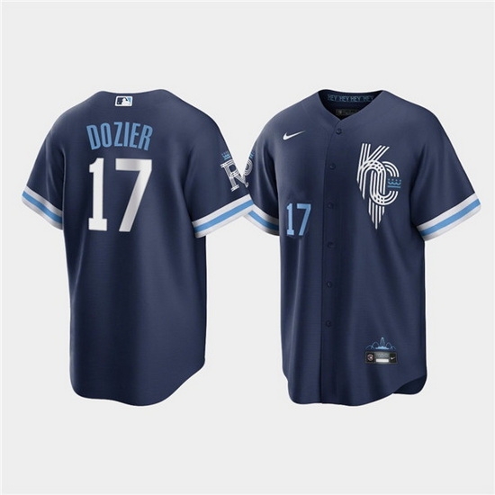 Men Kansas City Royals 17 Hunter Dozier 2022 Navy City Connect Cool Base Stitched Jerse Men Kansas City Royals 17 Hunter Dozier 2022 Navy City Connect Cool Base Stitched Jerse