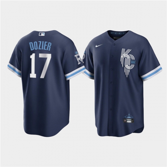 Men Kansas City Royals 17 Hunter Dozier 2022 Navy City Connect Cool Base Stitched jersey Men Kansas City Royals 17 Hunter Dozier 2022 Navy City Connect Cool Base Stitched jersey