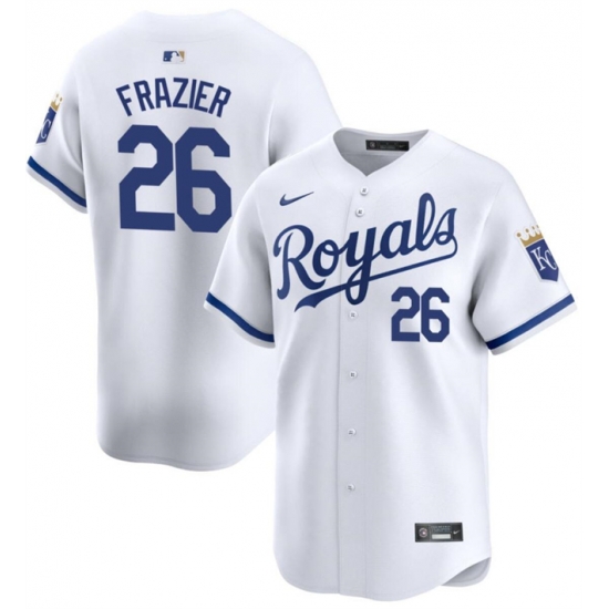 Men Kansas City Royals 26 Adam Frazier White 2024 Home Limited Cool Base Stitched Baseball Jersey Men Kansas City Royals 26 Adam Frazier White 2024 Home Limited Cool Base Stitched Baseball Jersey