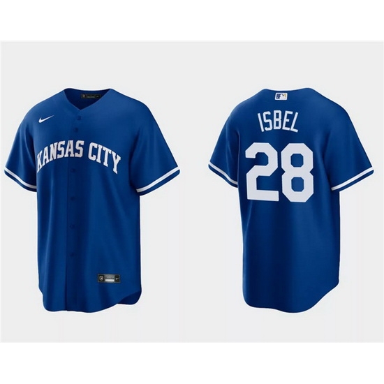 Men Kansas City Royals 28 Kyle Isbel Royal Cool Base Stitched Baseball Jersey Men Kansas City Royals 28 Kyle Isbel Royal Cool Base Stitched Baseball Jersey