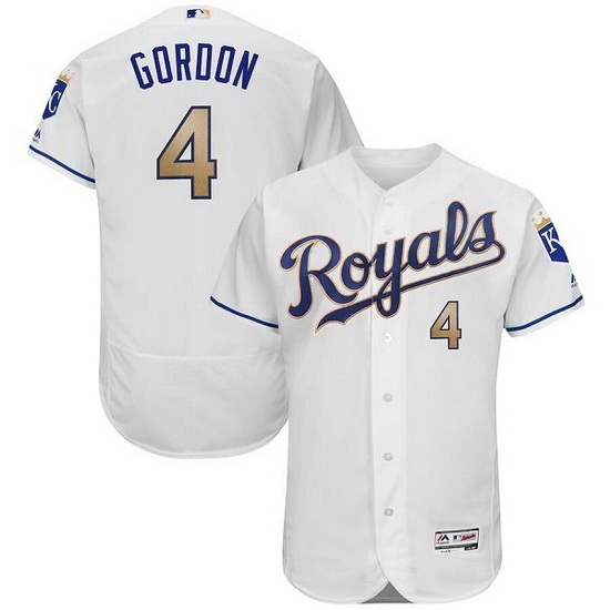 Men Kansas City Royals 4 Alex Gordon White Gold Flex Base Stitched jersey Men Kansas City Royals 4 Alex Gordon White Gold Flex Base Stitched jersey