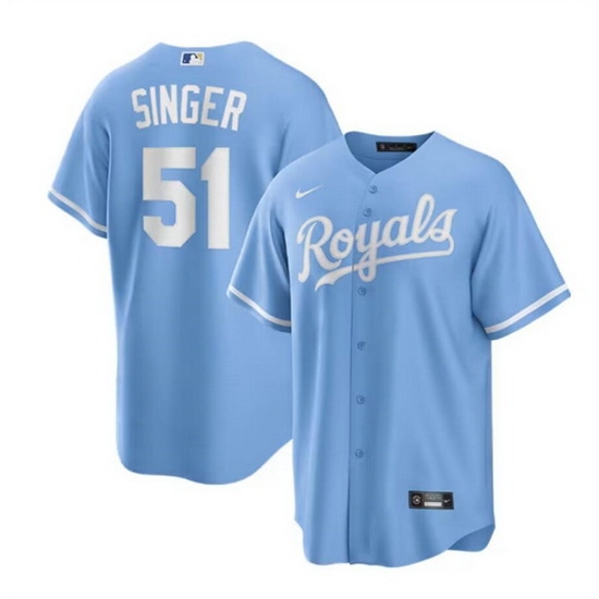 Men Kansas City Royals 51 Brady Singer Light Blue Stitched Baseball Jersey Men Kansas City Royals 51 Brady Singer Light Blue Stitched Baseball Jersey