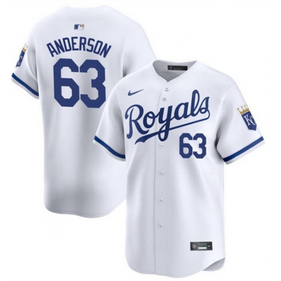 Men Kansas City Royals 63 Nick Anderson White 2024 Home Limited Cool Base Stitched Baseball Jersey Men Kansas City Royals 63 Nick Anderson White 2024 Home Limited Cool Base Stitched Baseball Jersey