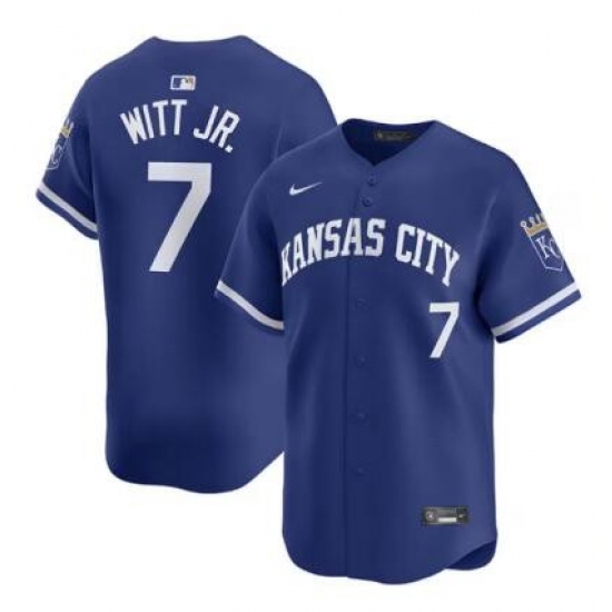 Men Kansas City Royals 7 Bobby Witt Jr Royal Stitched Jersey Men Kansas City Royals 7 Bobby Witt Jr Royal Stitched Jersey