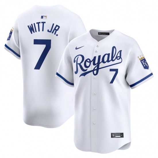 Men Kansas City Royals 7 Bobby Witt Jr White 2024 Home Limited Stitched Baseball Jersey Men Kansas City Royals 7 Bobby Witt Jr White 2024 Home Limited Stitched Baseball Jersey