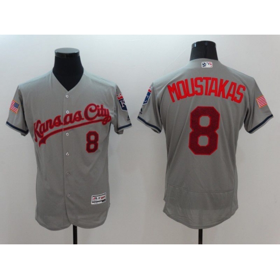 Men Kansas City Royals 8 Moustakas Grey Elite 2022 MLB Jersey Men Kansas City Royals 8 Moustakas Grey Elite 2022 MLB Jersey