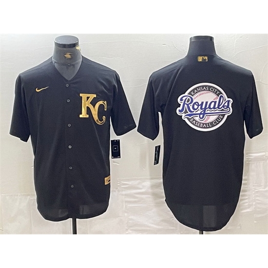 Men Kansas City Royals Black Team Big Logo Cool Base Stitched Jersey 1 Men Kansas City Royals Black Team Big Logo Cool Base Stitched Jersey 1