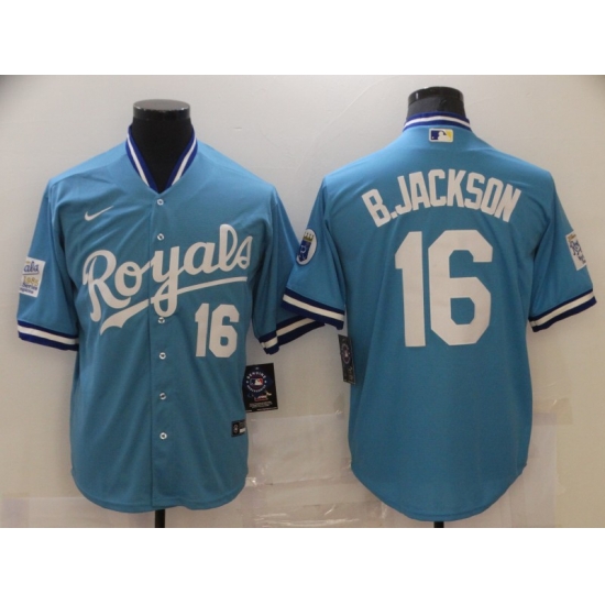 Men Kansas City Royals Bo Jackson 16 Throwback Light Blue Jersey Men Kansas City Royals Bo Jackson 16 Throwback Light Blue Jersey