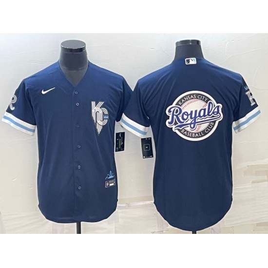 Men Kansas City Royals Navy Team Big Logo City Connect Cool Base Stitched Jersey Men Kansas City Royals Navy Team Big Logo City Connect Cool Base Stitched Jersey