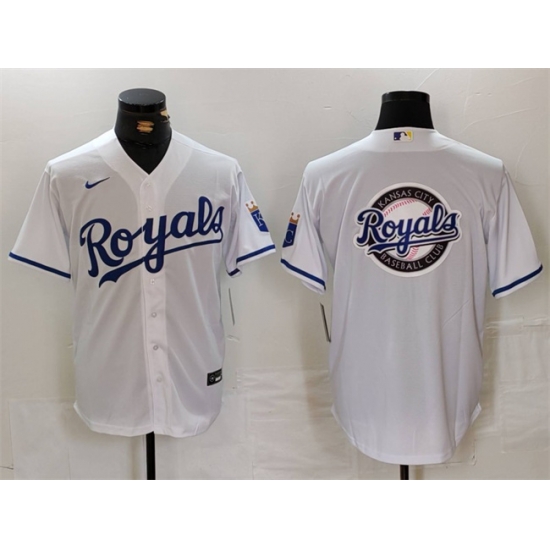 Men Kansas City Royals White Team Big Logo Cool Base Stitched Jersey 1 Men Kansas City Royals White Team Big Logo Cool Base Stitched Jersey 1