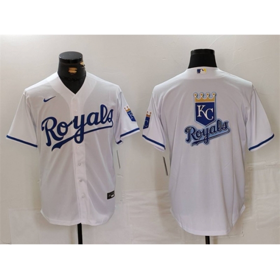 Men Kansas City Royals White Team Big Logo Cool Base Stitched Jersey Men Kansas City Royals White Team Big Logo Cool Base Stitched Jersey