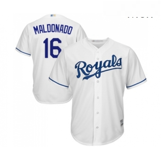 Mens Kansas City Royals 16 Martin Maldonado Replica White Home Cool Base Baseball Jersey Mens Kansas City Royals 16 Martin Maldonado Replica White Home Cool Base Baseball Jersey