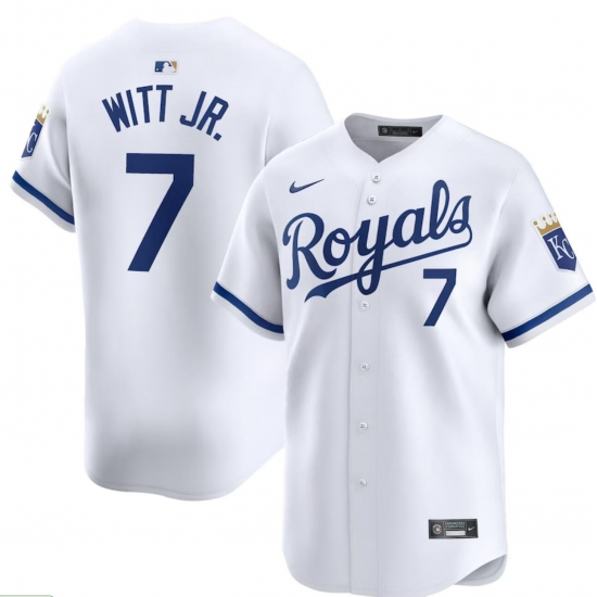 Men's Kansas City Royals Bobby Witt Jr. #7 Nike White Home Limited Flex Base Jersey Men's Kansas City Royals Bobby Witt Jr. #7 Nike White Home Limited Flex Base Jersey